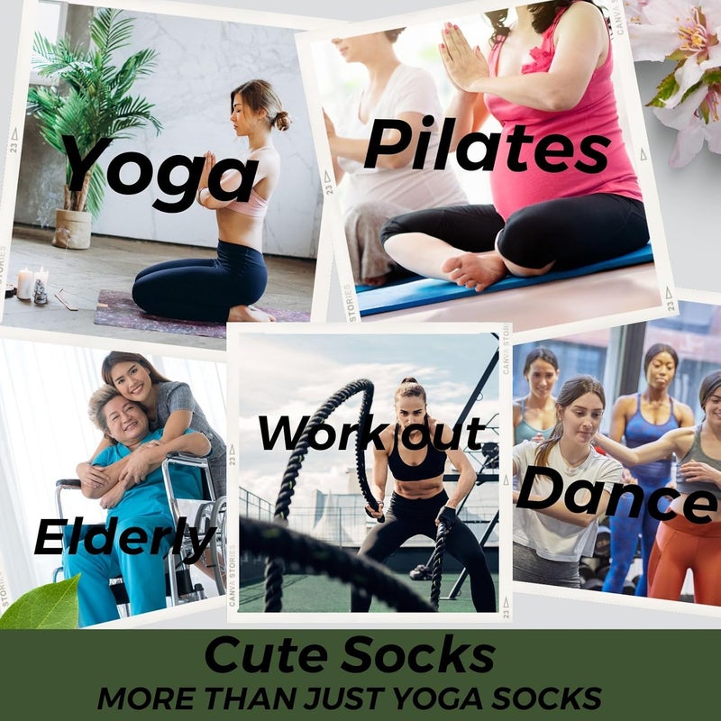 Soxbang 3/6 Pairs Cute Pilates Socks with Grips,Yoga Socks Barre Sock Non Slip Grip Embroidery for Barre Ballet Workout - Image 5